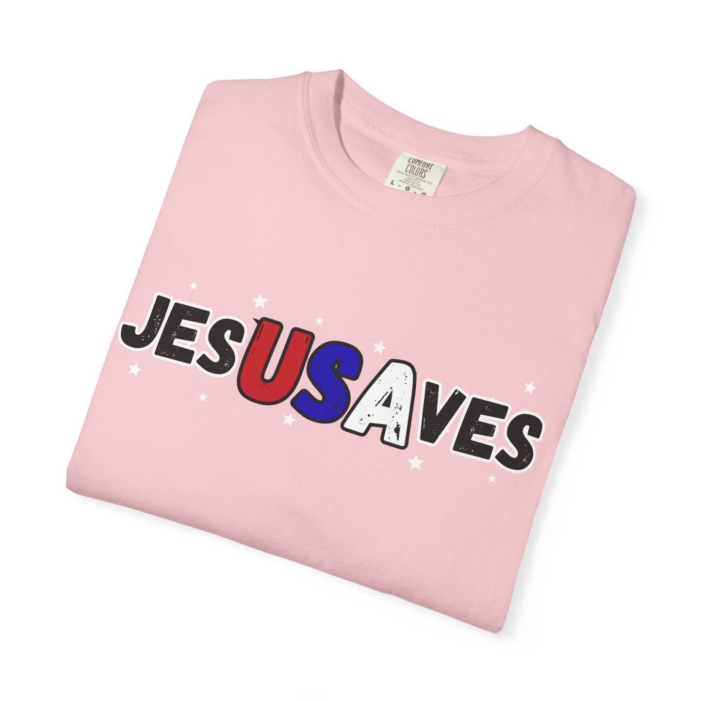 JesUSAves Patriotic Christian T-Shirt — Jesus Saves Red White Blue Tee