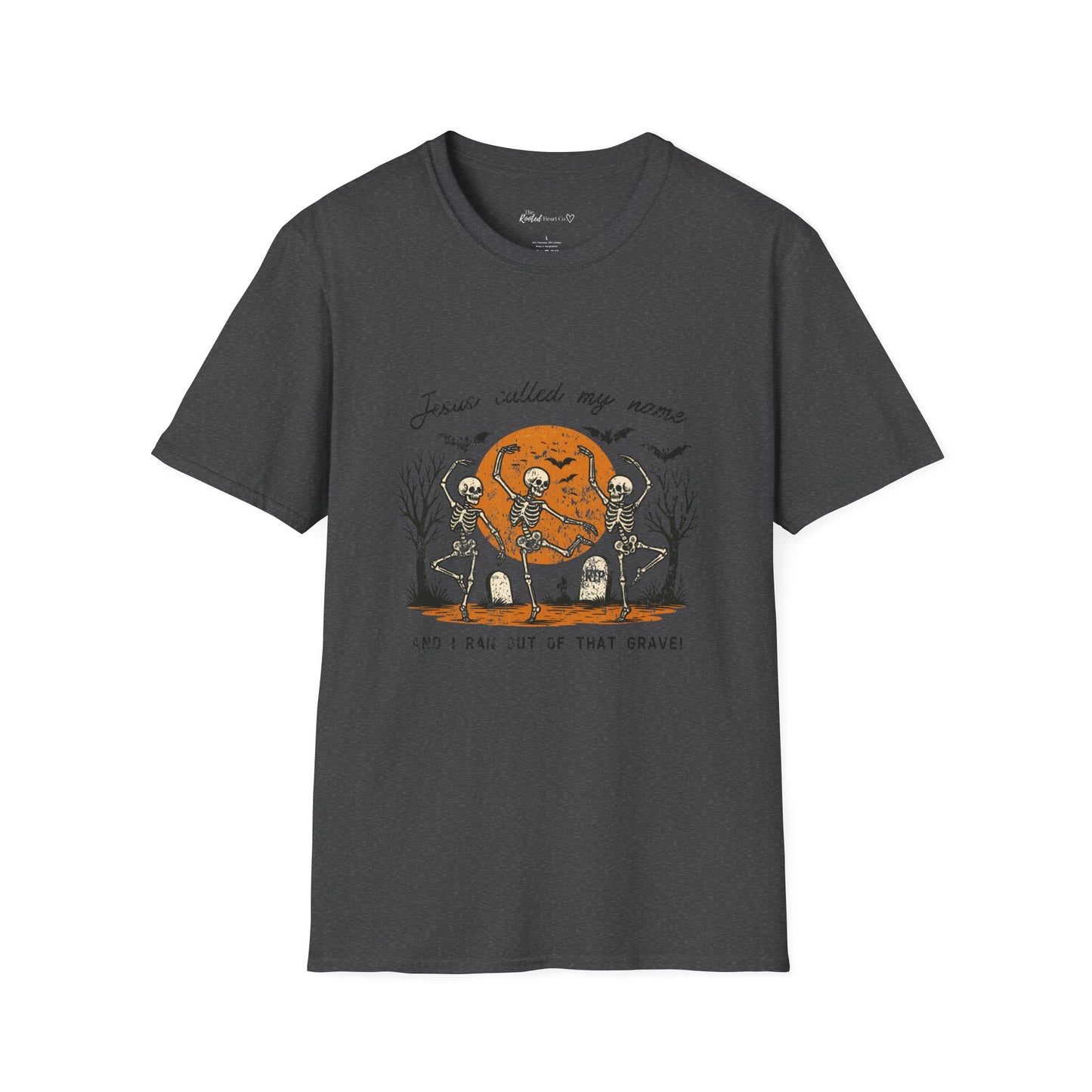Jesus Called My Name Halloween T-Shirt — Faith & Spooky Skeleton Graphic Tee