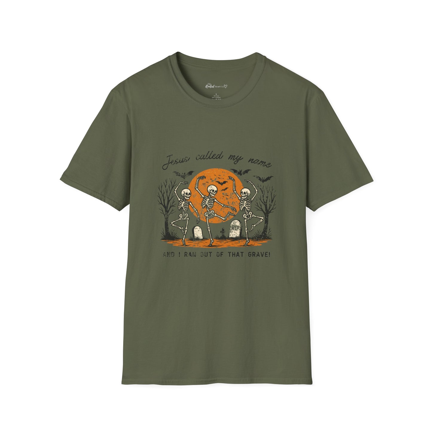 Jesus Called My Name Halloween T-Shirt — Faith & Spooky Skeleton Graphic Tee