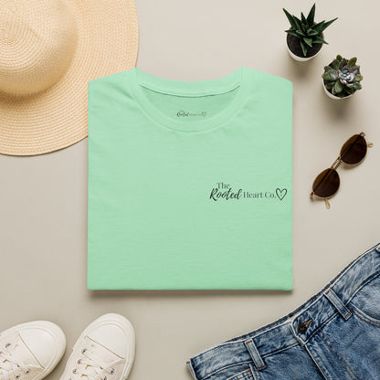 Rooted Heart Co. logo T-shirt | Faith scripture tee