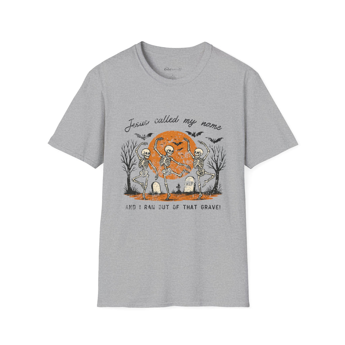 Jesus Called My Name Halloween T-Shirt — Faith & Spooky Skeleton Graphic Tee