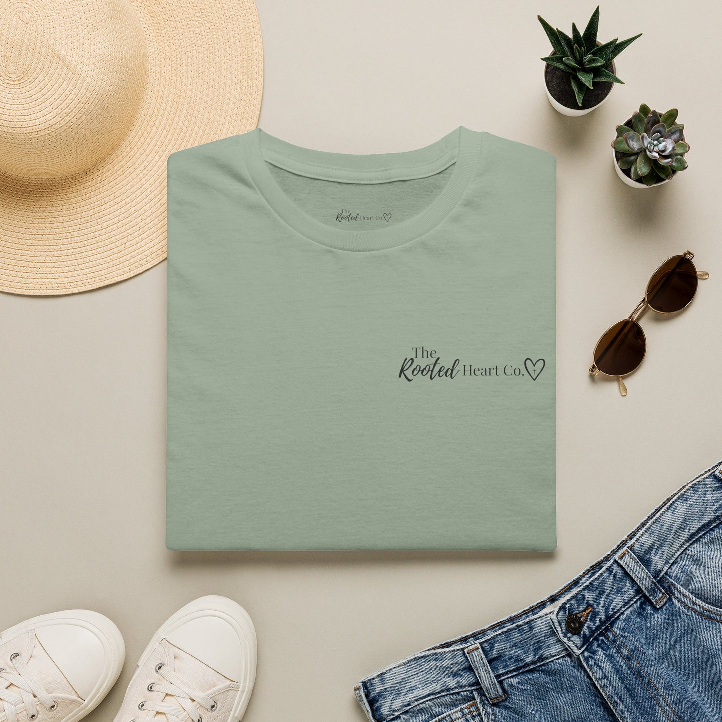 Rooted Heart Co. logo T-shirt | Faith scripture tee