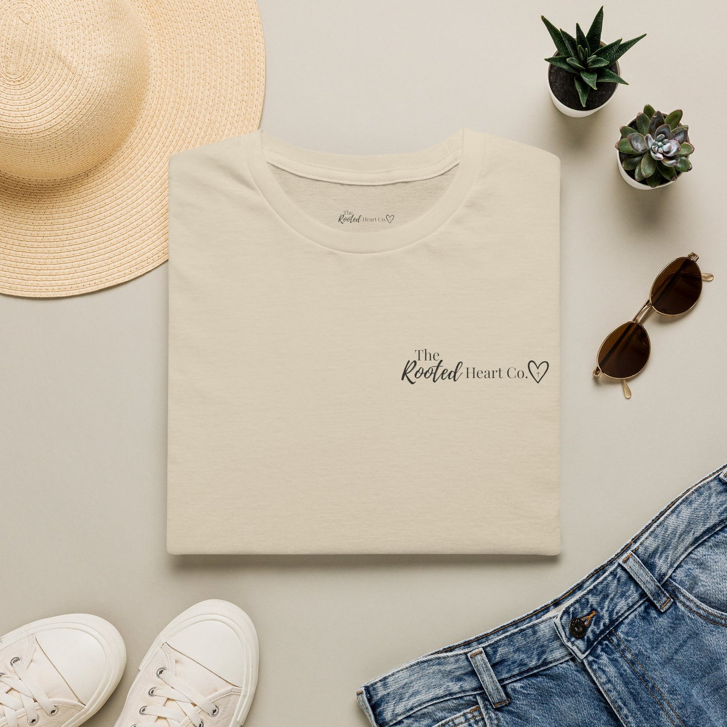 Rooted Heart Co. logo T-shirt | Faith scripture tee