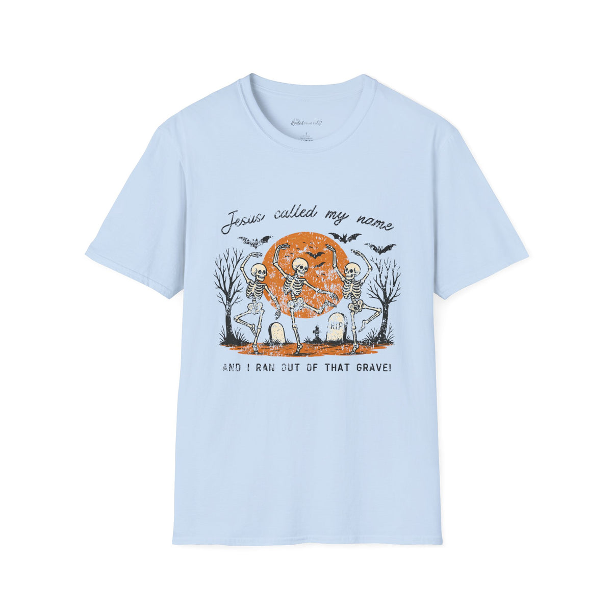 Jesus Called My Name Halloween T-Shirt — Faith & Spooky Skeleton Graphic Tee