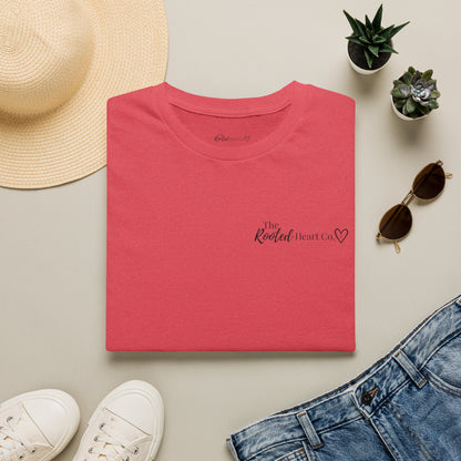 Rooted Heart Co. logo T-shirt | Faith scripture tee