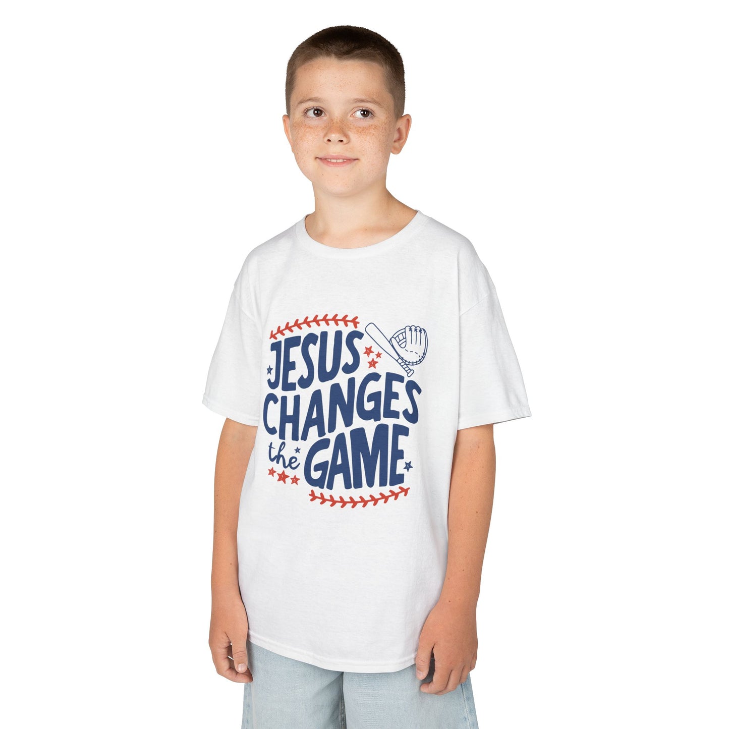 Kids T-Shirt - "Jesus Changes the Game" Baseball Christian Tee