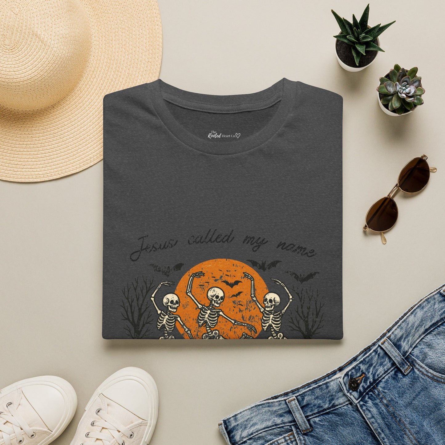 Jesus Called My Name Halloween T-Shirt — Faith & Spooky Skeleton Graphic Tee