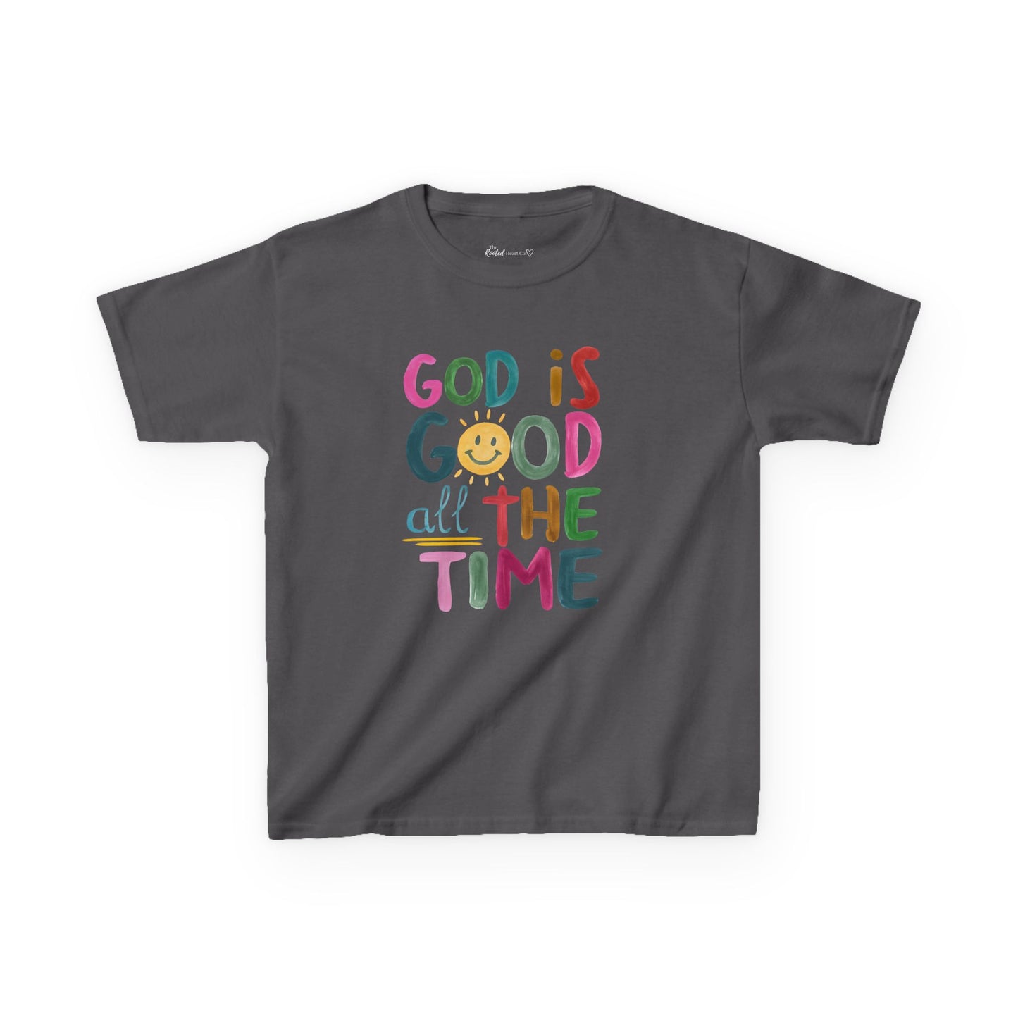 Kids Tee — "God is Good All the Time" Colorful Christian Faith Shirt