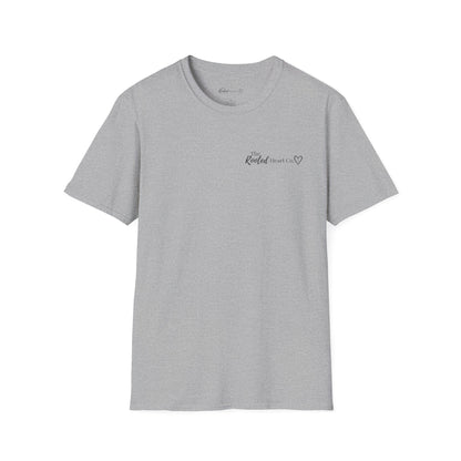 Rooted Heart Co. logo T-shirt | Faith scripture tee
