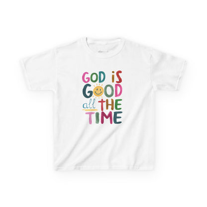 Kids Tee — "God is Good All the Time" Colorful Christian Faith Shirt