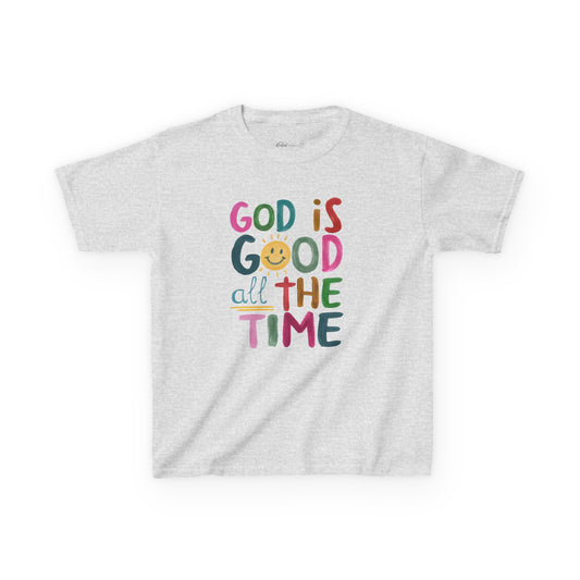 Kids Tee — "God is Good All the Time" Colorful Christian Faith Shirt