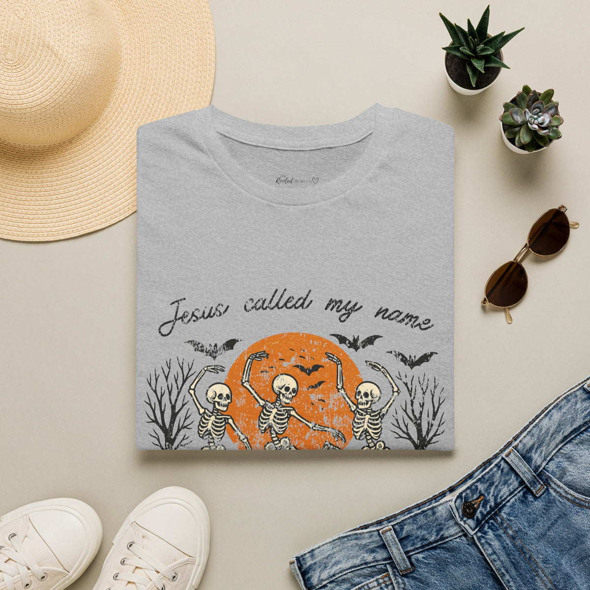 Jesus Called My Name Halloween T-Shirt — Faith & Spooky Skeleton Graphic Tee