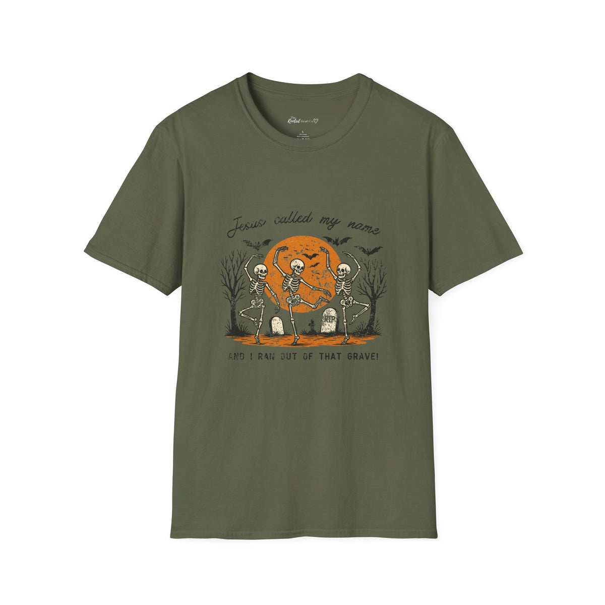 Jesus Called My Name Halloween T-Shirt — Faith & Spooky Skeleton Graphic Tee