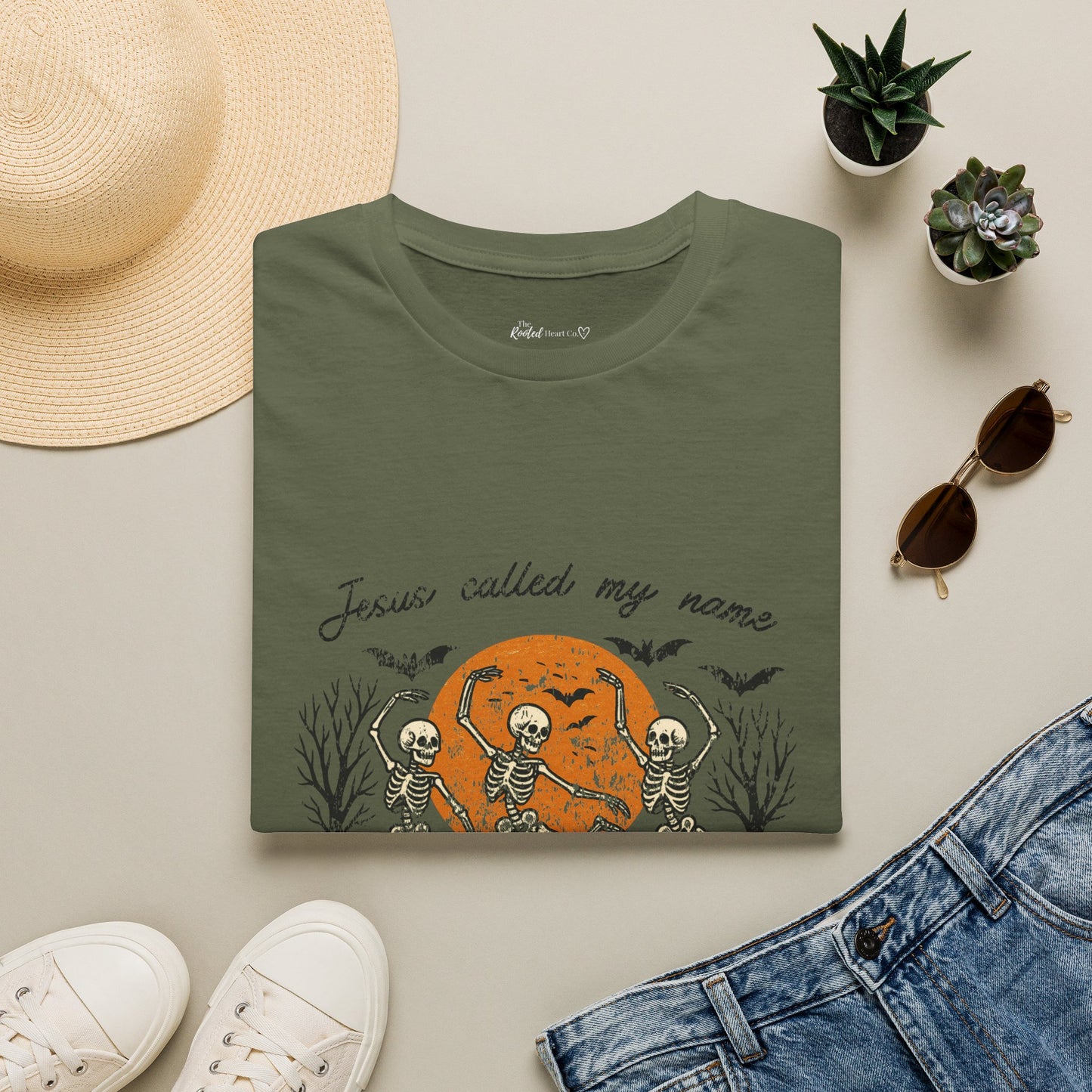 Jesus Called My Name Halloween T-Shirt — Faith & Spooky Skeleton Graphic Tee
