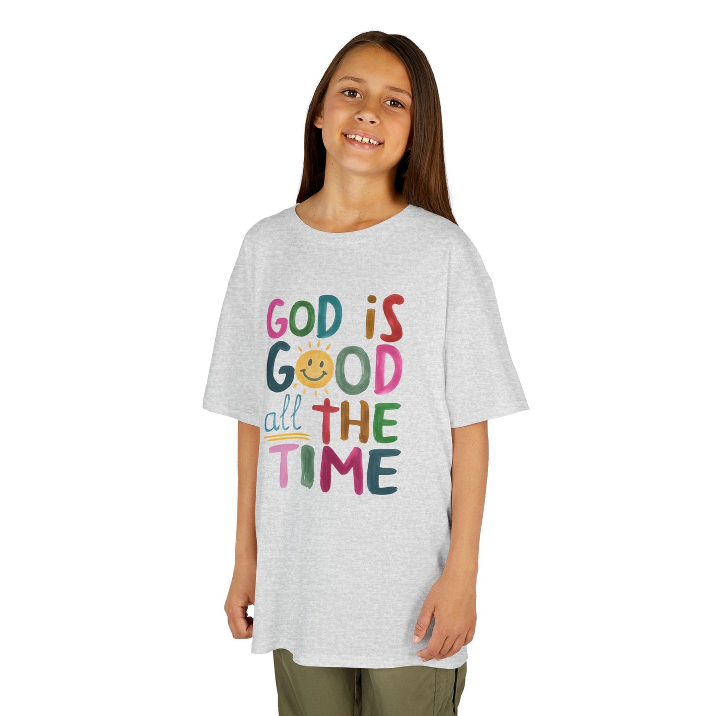 Kids Tee — "God is Good All the Time" Colorful Christian Faith Shirt