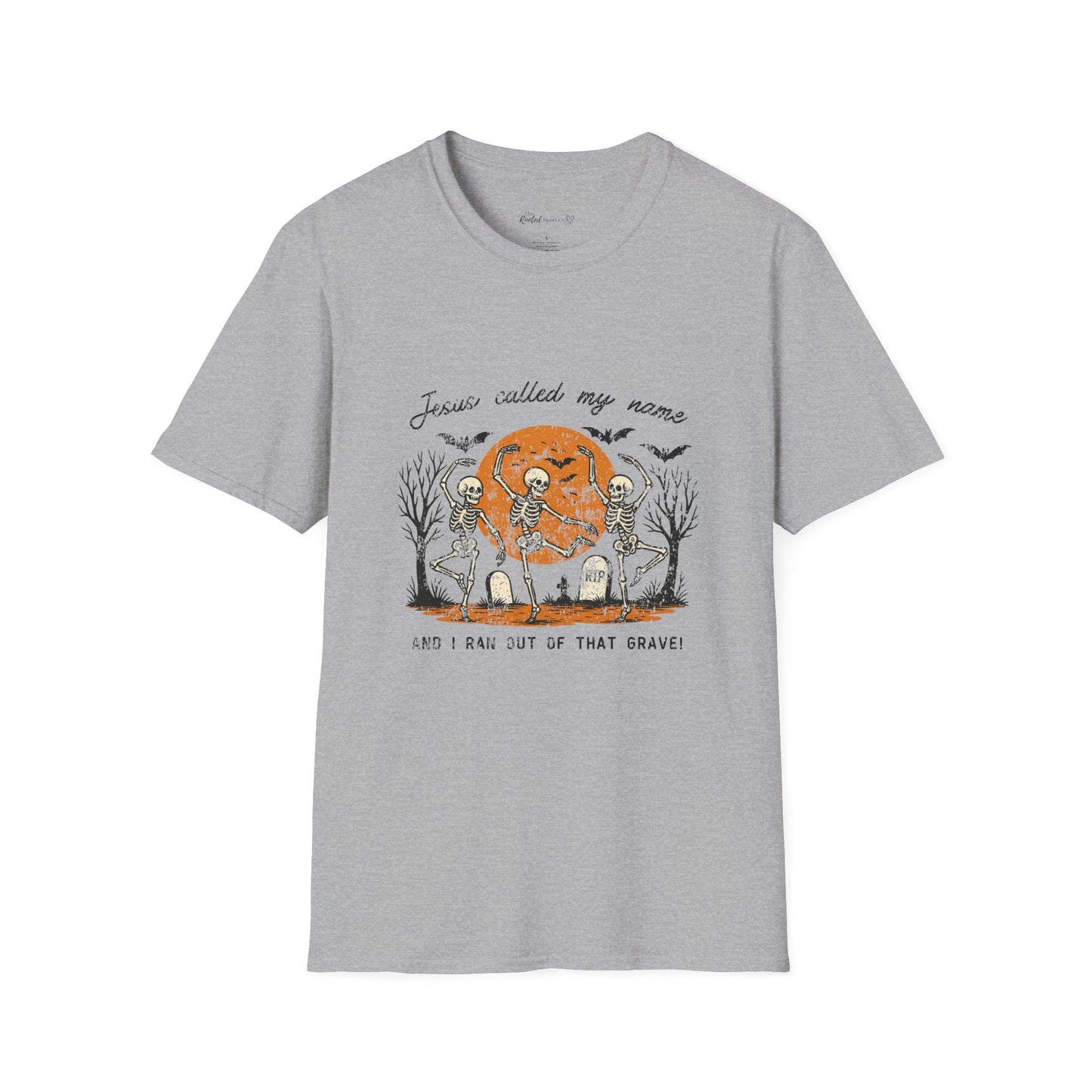 Jesus Called My Name Halloween T-Shirt — Faith & Spooky Skeleton Graphic Tee