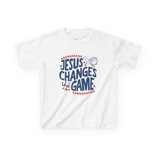 Kids T-Shirt - "Jesus Changes the Game" Baseball Christian Tee