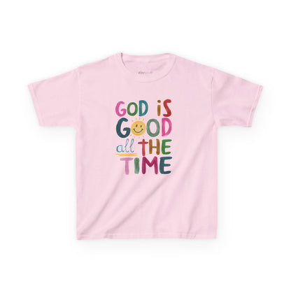 Kids Tee — "God is Good All the Time" Colorful Christian Faith Shirt