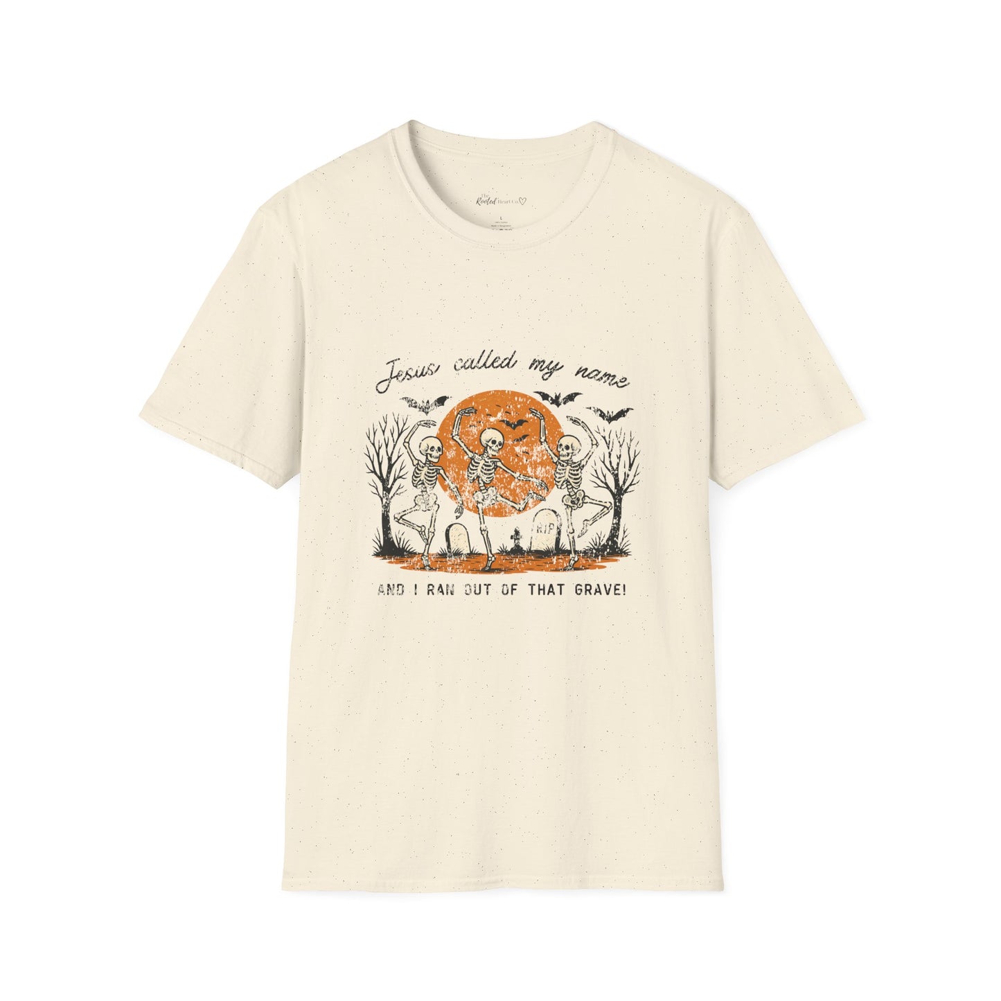 Jesus Called My Name Halloween T-Shirt — Faith & Spooky Skeleton Graphic Tee