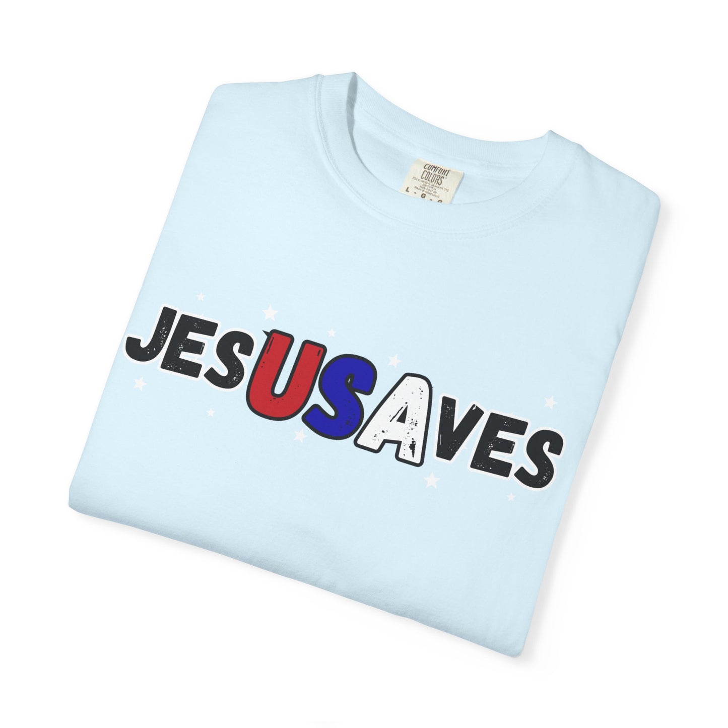 JesUSAves Patriotic Christian T-Shirt — Jesus Saves Red White Blue Tee
