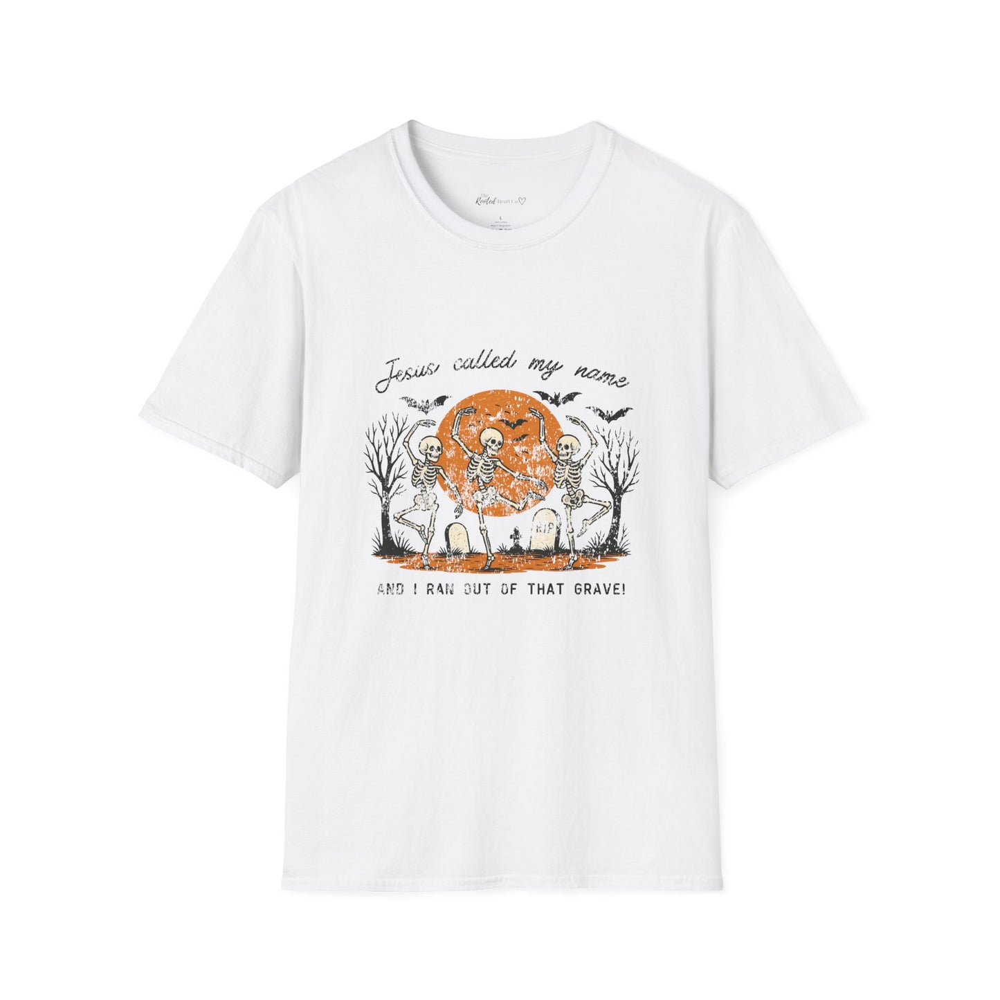 Jesus Called My Name Halloween T-Shirt — Faith & Spooky Skeleton Graphic Tee